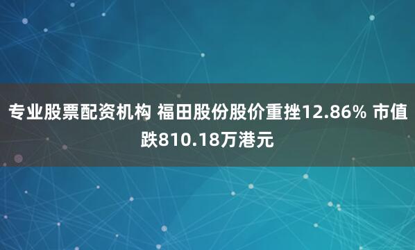 专业股票配资机构 福田股份股价重挫12.86% 市值跌810.18万港元